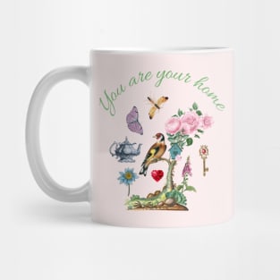 Home supporting quote with nature illustration Mug